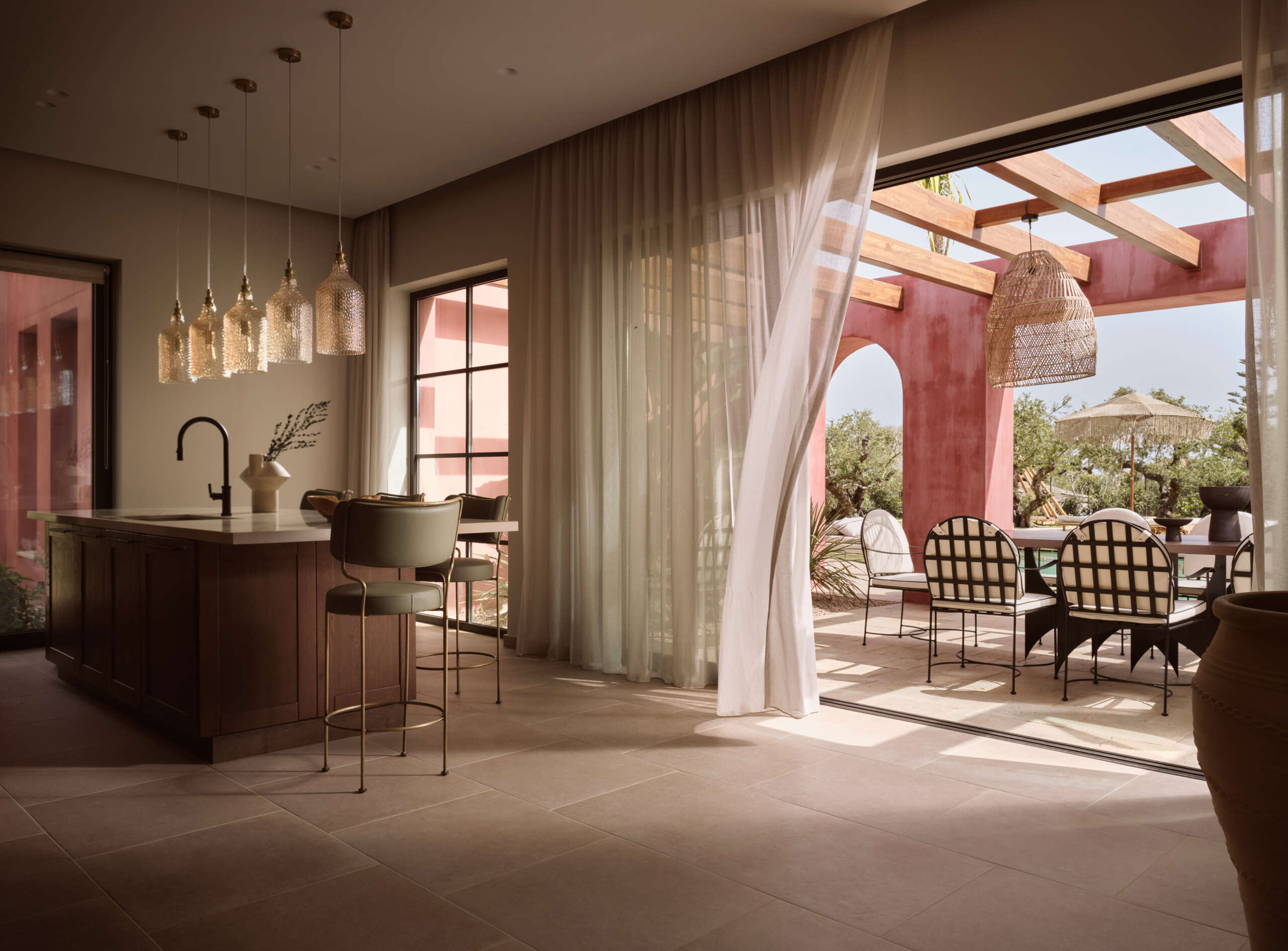 The rough-luxe kitchen is well-equipped for a self-catering stay, with direct access to the pool & terrace. The rough-luxe kitchen is well-equipped for a self-catering stay, with direct access to the pool & terrace.